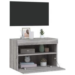 Berkfield Home TV Wall Cabinet with LED Lights Grey Sonoma 60x30x40 cm - Size: 60 x 30 x 40 cm - thumbnail 7