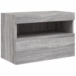 Berkfield Home TV Wall Cabinet with LED Lights Grey Sonoma 60x30x40 cm - Size: 60 x 30 x 40 cm - thumbnail 3