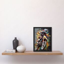 Artery8 Dirt Bike Sport Splatter Paint Motocross Rider Artwork Framed Wall Art Print A4 in Black - thumbnail 2