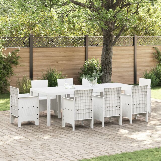 Berkfield Home Garden Table White 250x100x73 cm Poly Rattan - Size: 250 x 100 x 73 cm - image 1