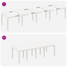 Berkfield Home Garden Table White 250x100x73 cm Poly Rattan - Size: 250 x 100 x 73 cm - thumbnail 9