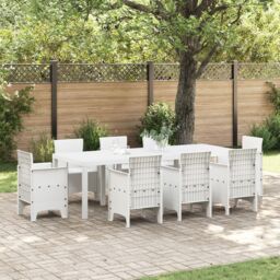 Berkfield Home Garden Table White 250x100x73 cm Poly Rattan - Size: 250 x 100 x 73 cm - thumbnail 1