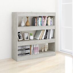 Berkfield Home Book Cabinet/Room Divider Concrete Grey 100x30x103 cm - Size: 100 x 30 x 103 cm - thumbnail 5