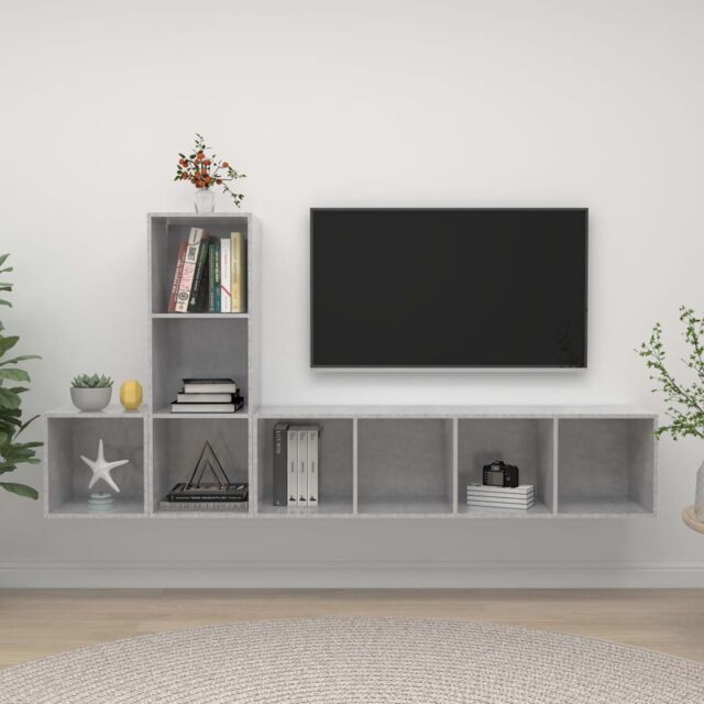 Berkfield Home 3 Piece TV Cabinet Set Concrete Grey Engineered Wood - image 1