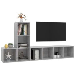 Berkfield Home 3 Piece TV Cabinet Set Concrete Grey Engineered Wood - thumbnail 3