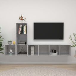 Berkfield Home 3 Piece TV Cabinet Set Concrete Grey Engineered Wood - thumbnail 1