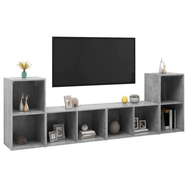 Berkfield Home TV Cabinets 4 pcs Concrete Grey 72x35x36.5 cm Engineered Wood - image 1