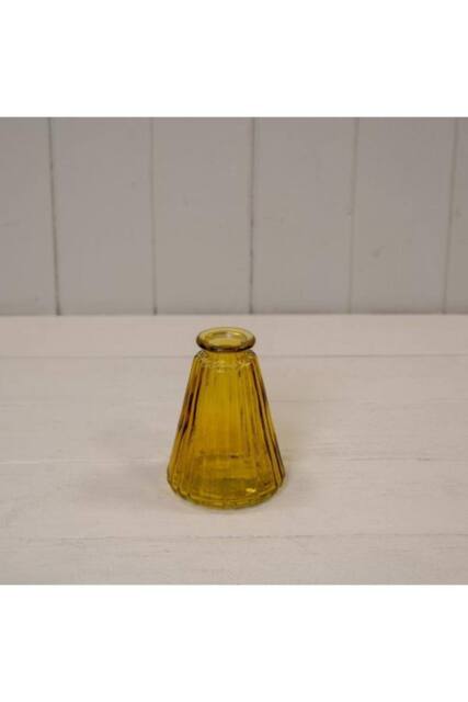 KDMD Yellow Ribbed Glass Bottle - H10 x W7 x D7mm - image 1