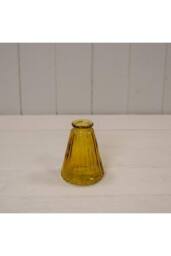 KDMD Yellow Ribbed Glass Bottle - H10 x W7 x D7mm