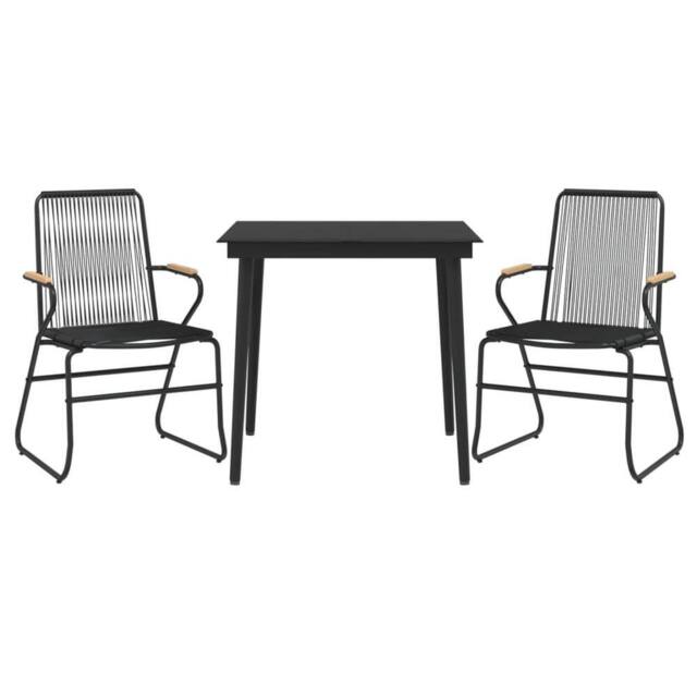 Berkfield Home Beautiful 3 Piece Garden Dining Set Black PVC Rattan - image 1