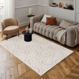 THE RUGS Carmel Modern Area Rugs & Runners Arch Design Soft Pile in Gold - Size: 80 cm x 150 cm - thumbnail 8