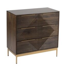 Jaipur Furniture Ltd Zaine Carving 3 Drawer Chest - Mango Wood - L40 x W81.5 x H80.5 cm - Dark Finish - Assembly Required in Brown - thumbnail 5