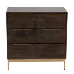 Jaipur Furniture Ltd Zaine Carving 3 Drawer Chest - Mango Wood - L40 x W81.5 x H80.5 cm - Dark Finish - Assembly Required in Brown - thumbnail 3