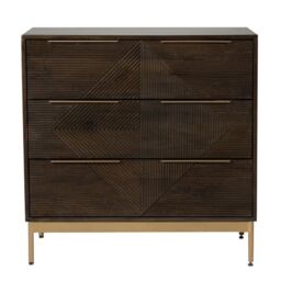 Jaipur Furniture Ltd Zaine Carving 3 Drawer Chest - Mango Wood - L40 x W81.5 x H80.5 cm - Dark Finish - Assembly Required in Brown - thumbnail 2
