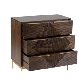 Jaipur Furniture Ltd Zaine Carving 3 Drawer Chest - Mango Wood - L40 x W81.5 x H80.5 cm - Dark Finish - Assembly Required in Brown - thumbnail 8