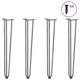 Berkfield Home Hairpin Table Legs 4 pcs Natural Steel 72 cm Solid Steel in Grey - thumbnail 2