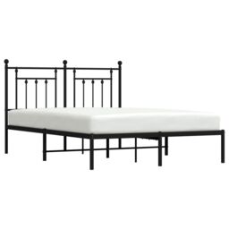 Berkfield Home Metal Bed Frame with Headboard Black 140x190 cm - thumbnail 4