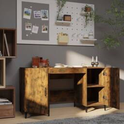 Berkfield Home Desk Smoked Oak 140x50x75 cm Engineered Wood in Brown - Size: 140 x 50 x 75 cm - thumbnail 3