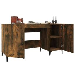 Berkfield Home Desk Smoked Oak 140x50x75 cm Engineered Wood in Brown - Size: 140 x 50 x 75 cm - thumbnail 5