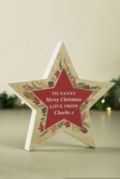 Personalised Memento Company Personalised Christmas Free Standing Wooden Star Ornament in Brown - thumbnail 3
