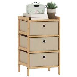 HOMCOM Chest of Drawers, 3 Drawers Dresser with Bamboo Frame, Cream White - thumbnail 2