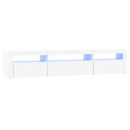 Berkfield Home TV Cabinet with LED Lights White 195x35x40 cm - Size: 195 x 35 x 40 cm - thumbnail 2