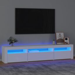 Berkfield Home TV Cabinet with LED Lights White 195x35x40 cm - Size: 195 x 35 x 40 cm - thumbnail 1