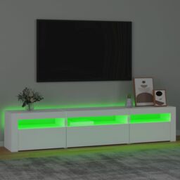 Berkfield Home TV Cabinet with LED Lights White 195x35x40 cm - Size: 195 x 35 x 40 cm - thumbnail 4