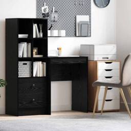 Berkfield Home Writing Desk Black oak Engineered wood 60 x 40 x 76 cm - thumbnail 2
