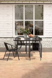 Living and Home Outdoor Garden 4 Seater Dining Table and Chair Set in Black - thumbnail 2