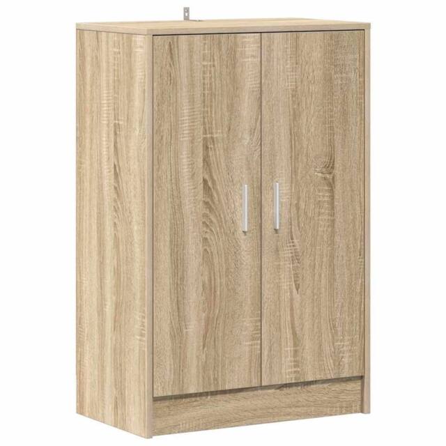 Berkfield Home Shoe Cabinet Sonoma Oak 60x35x92 cm Engineered Wood in Light Tan - Size: 60 x 35 x 92 cm - image 1