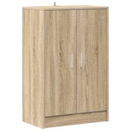 Berkfield Home Shoe Cabinet Sonoma Oak 60x35x92 cm Engineered Wood in Light Tan - Size: 60 x 35 x 92 cm