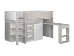 Vente-unique Cabin Bed With Desk & Storage - 90 X 200 Cm - White & Natural in Light Oak - Size: Single - thumbnail 6