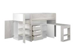 Vente-unique Cabin Bed With Desk & Storage - 90 X 200 Cm - White & Natural in Light Oak - Size: Single - thumbnail 8