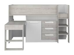 Vente-unique Cabin Bed With Desk & Storage - 90 X 200 Cm - White & Natural in Light Oak - Size: Single - thumbnail 2