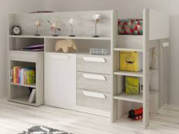 Vente-unique Cabin Bed With Desk & Storage - 90 X 200 Cm - White & Natural in Light Oak - Size: Single - thumbnail 5