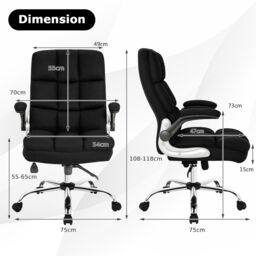 Gymax Linen Upholstered Executive Chair 135kg Big & Tall Office Chair in Black - thumbnail 2