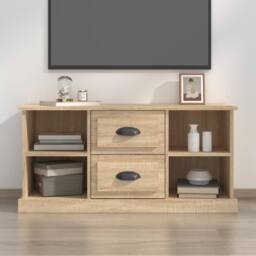 Berkfield Home TV Cabinet Sonoma Oak 99.5x35.5x48 cm Engineered Wood in Light Oak - thumbnail 2