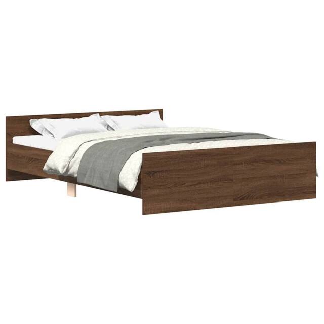 Berkfield Home Bed Frame with Headboard & Footboard Brown Oak 135x190 cm Double - image 1