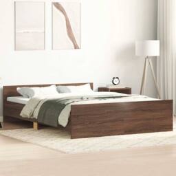 Berkfield Home Bed Frame with Headboard & Footboard Brown Oak 135x190 cm Double - thumbnail 2