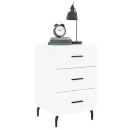 Berkfield Home Modern Bedside Cabinet White 40x40x66 cm Engineered Wood - Size: 40 x 40 x 66 cm - thumbnail 1