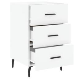 Berkfield Home Modern Bedside Cabinet White 40x40x66 cm Engineered Wood - Size: 40 x 40 x 66 cm - thumbnail 7