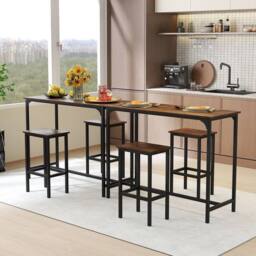 VOGREX Coffee 3-Piece High Top Rectangular Pub Dining Set in Walnut - thumbnail 6