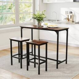 VOGREX Coffee 3-Piece High Top Rectangular Pub Dining Set in Walnut - thumbnail 5