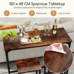 VOGREX Coffee 3-Piece High Top Rectangular Pub Dining Set in Walnut - thumbnail 4