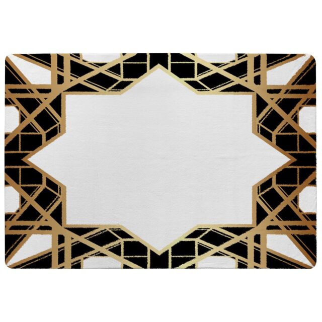 Benjamin Tate Design Art Deco Star Border Designer Rug in Natural - Size: Large - image 1