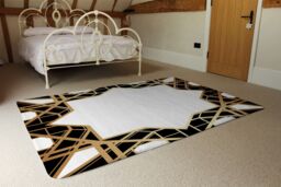 Benjamin Tate Design Art Deco Star Border Designer Rug in Natural - Size: Large - thumbnail 3