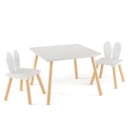 Costway Kids Table & 2 Chairs Set Wooden Children's Activity Table Set in White - thumbnail 3