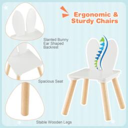 Costway Kids Table & 2 Chairs Set Wooden Children's Activity Table Set in White - thumbnail 4
