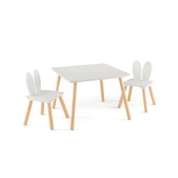 Costway Kids Table & 2 Chairs Set Wooden Children's Activity Table Set in White - thumbnail 9